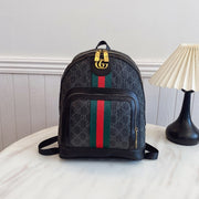 Patterned Backpack with Multiple Zip Compartments and Adjustable Shoulder Straps
