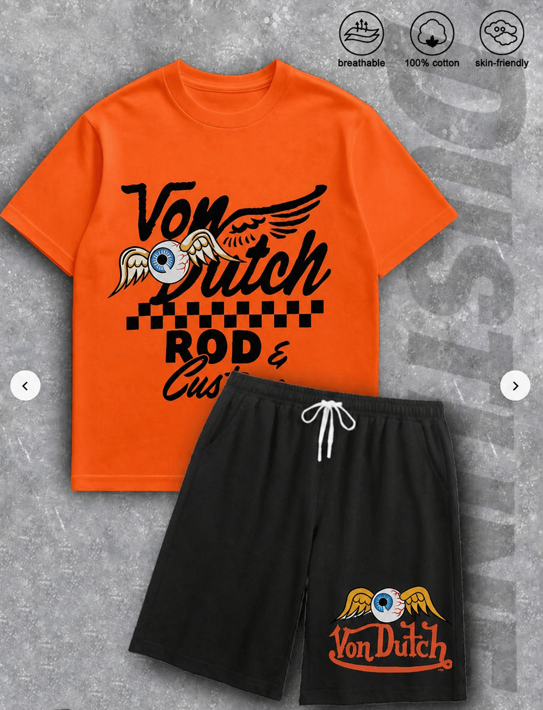 Men's Graphic Crew Neck T-Shirt and Drawstring Shorts Set