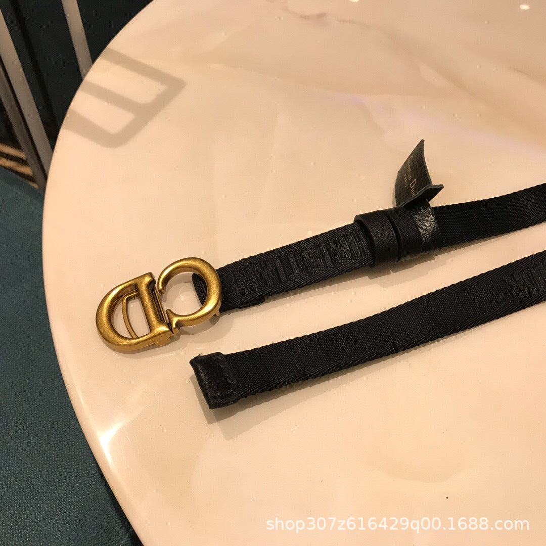 Premium Slim Monogram Buckle Belt For Women Ultra Thin Fashion Accessory Statement