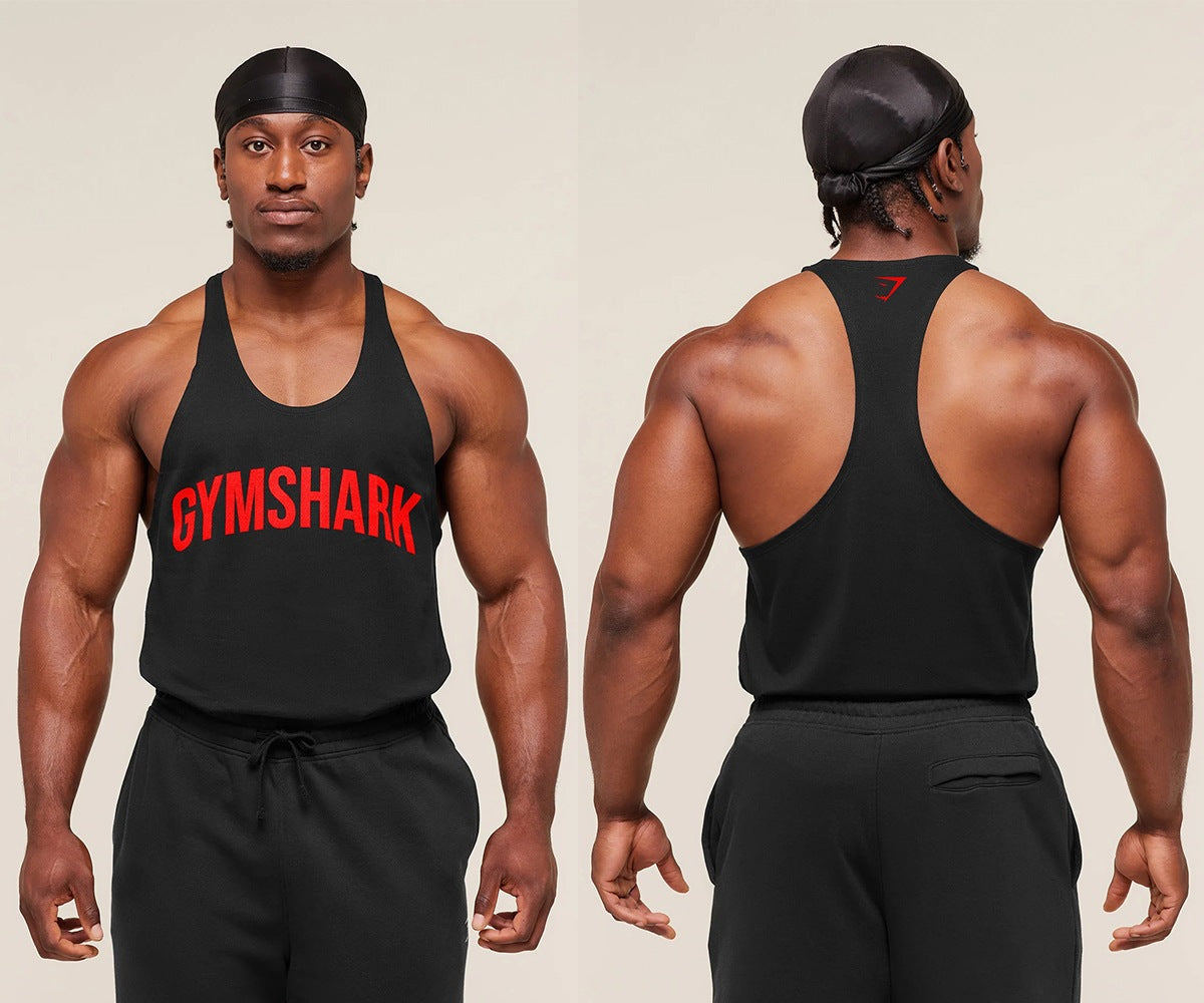 Men's Racerback Scoop Neck Training Tank Top with Graphic Print