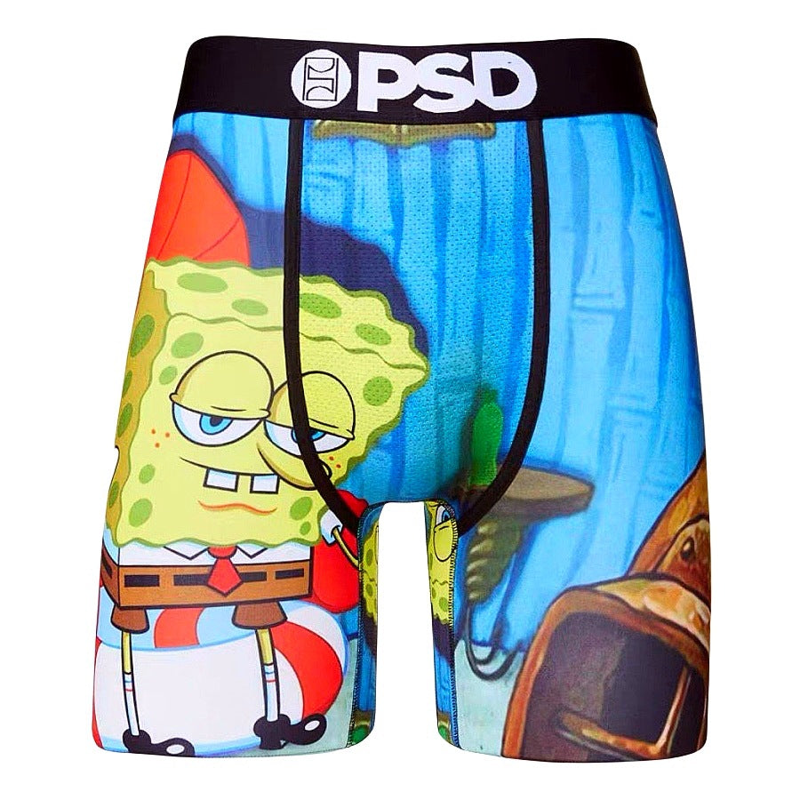 PSD American Men's  Cartoon Print Sports Quick Dry Running Fitness Boxer Shorts Swim Trunks Boys Trend