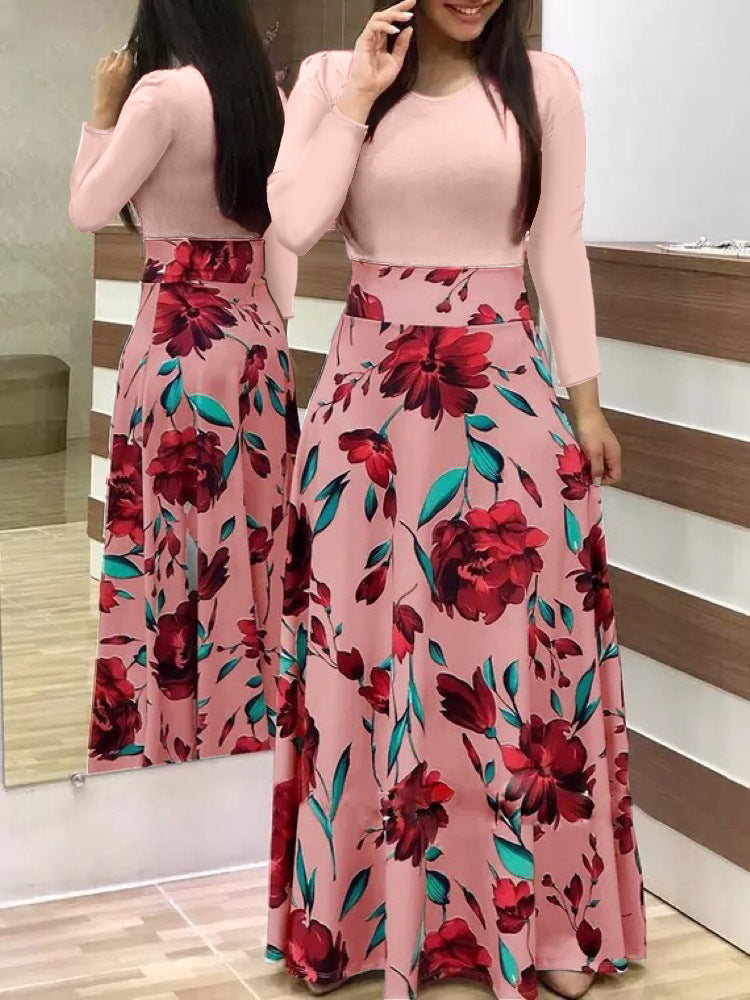 Floral High Waist Maxi Skirt with Flared Swing Silhouette