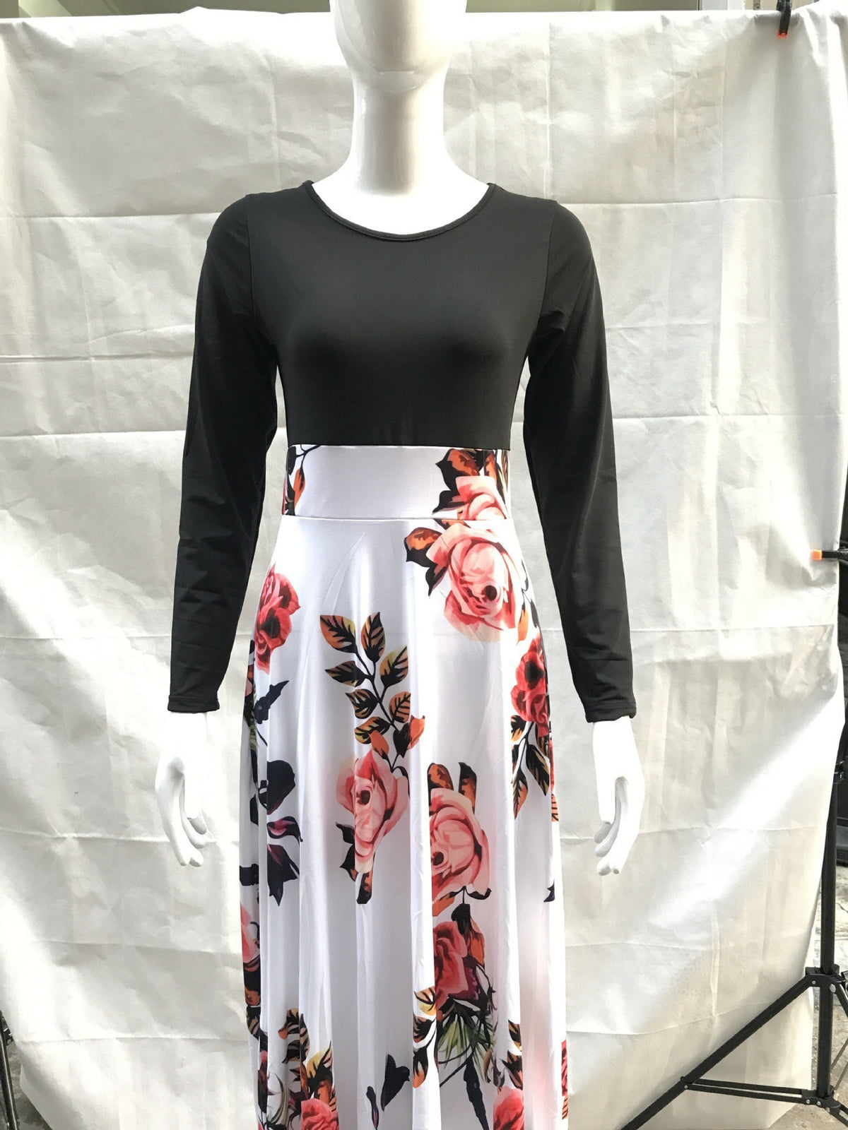 Floral High Waist Maxi Skirt with Flared Swing Silhouette