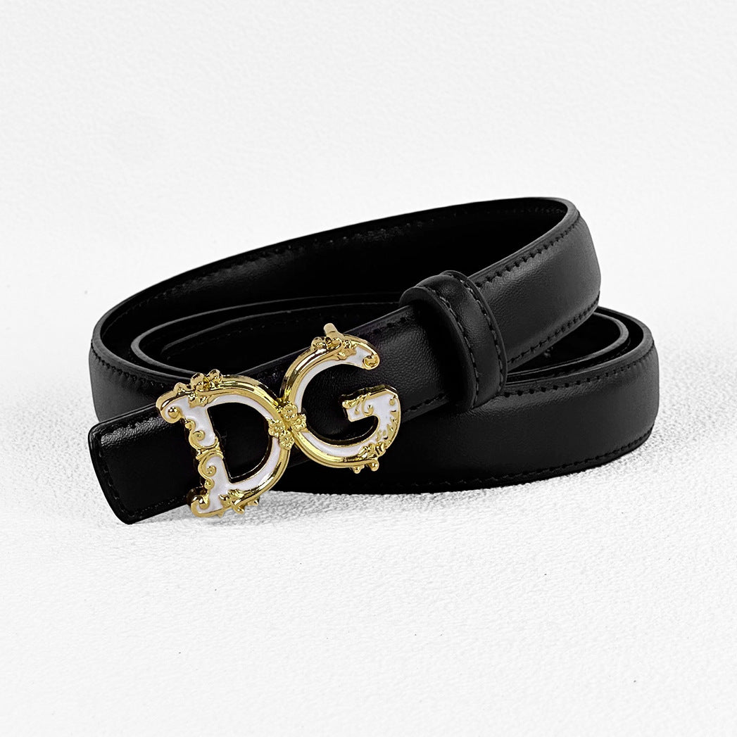 2.5cm Elegant DG Letter Buckle Belt for Women