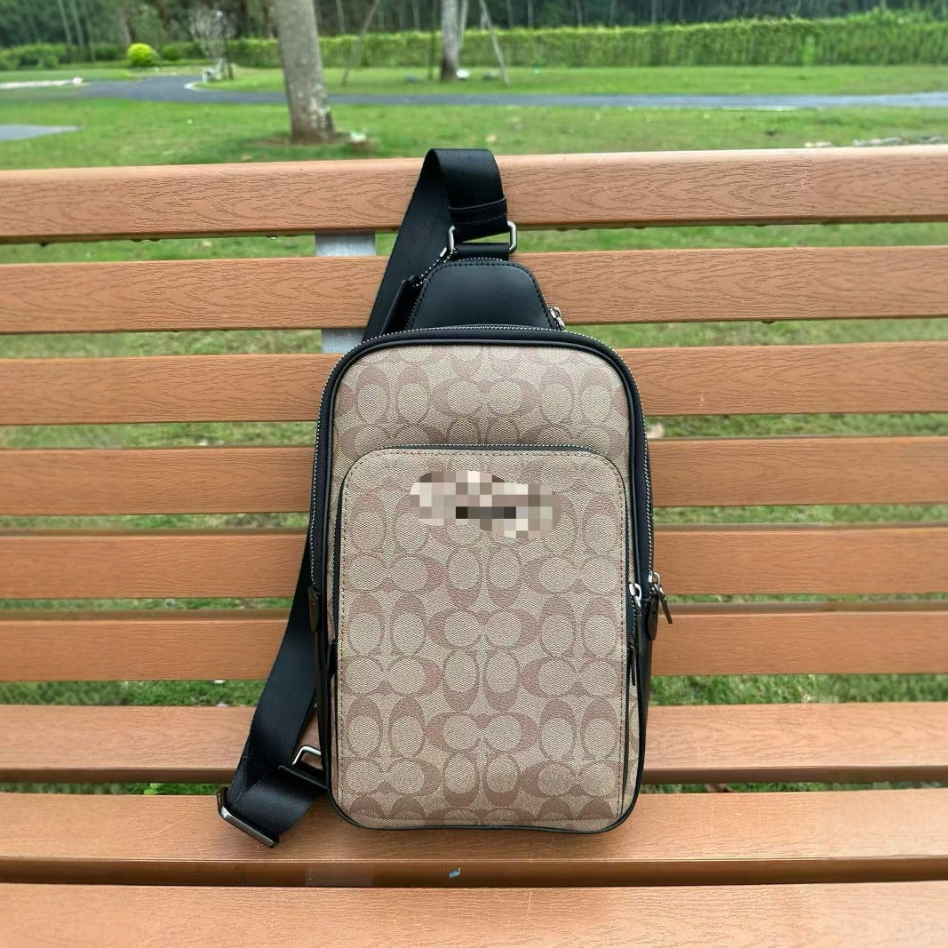 High quality chest bag men's casual shoulder bag crossbody bag small backpack cross-backpack chest bag cowhide large capacity men's bag