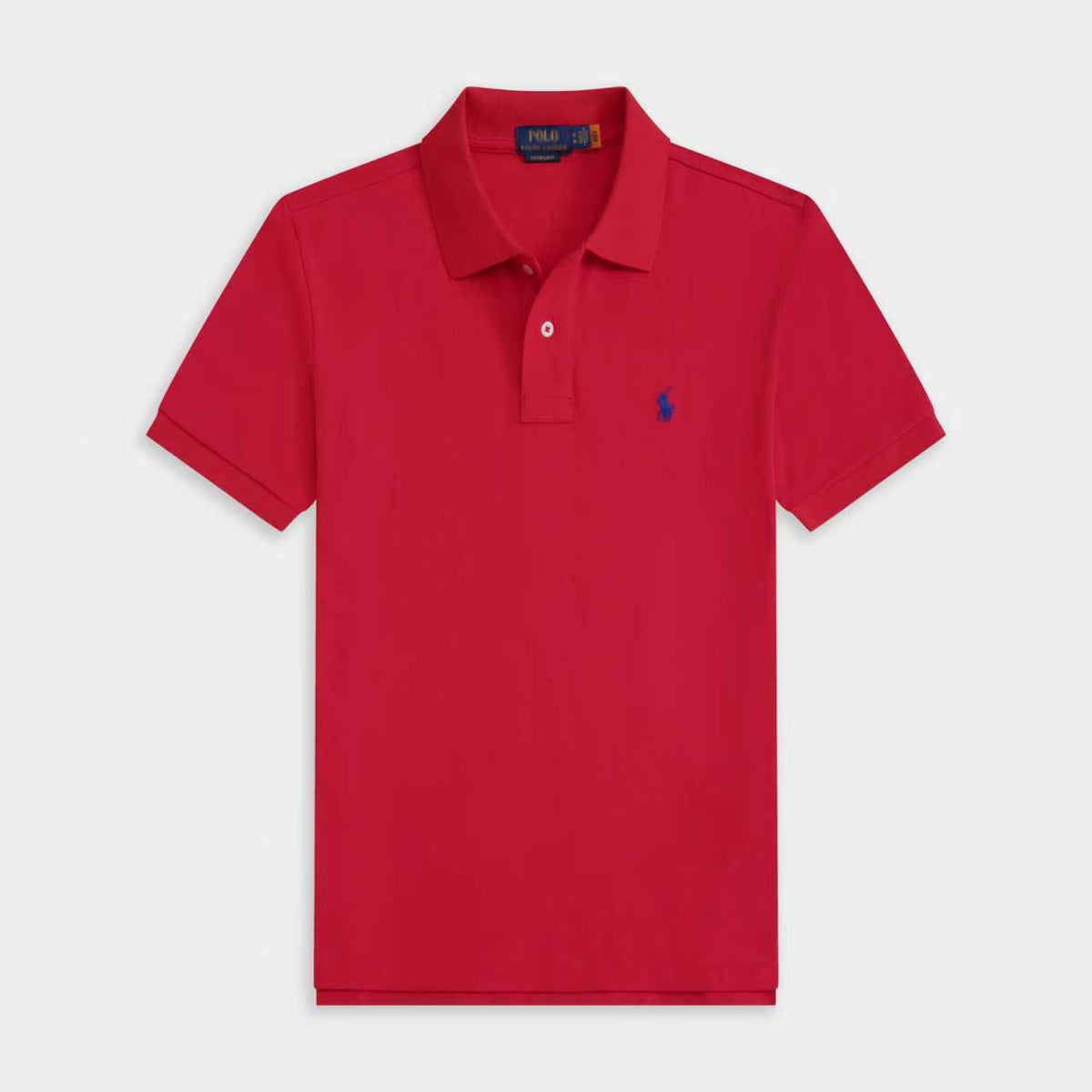 Men's Short Sleeve Polo Shirt with Ribbed Collar and Button Placket