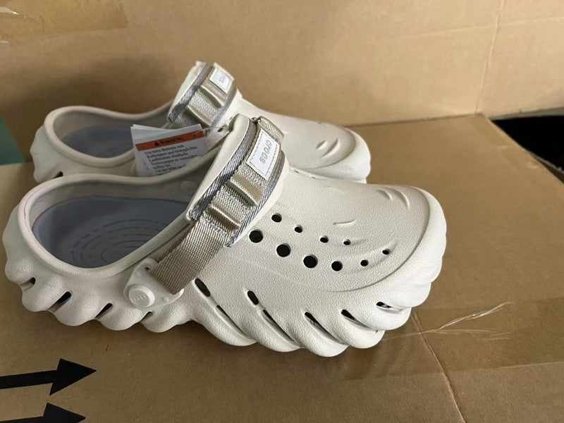 Perforated Clog Sandals with Adjustable Heel Strap