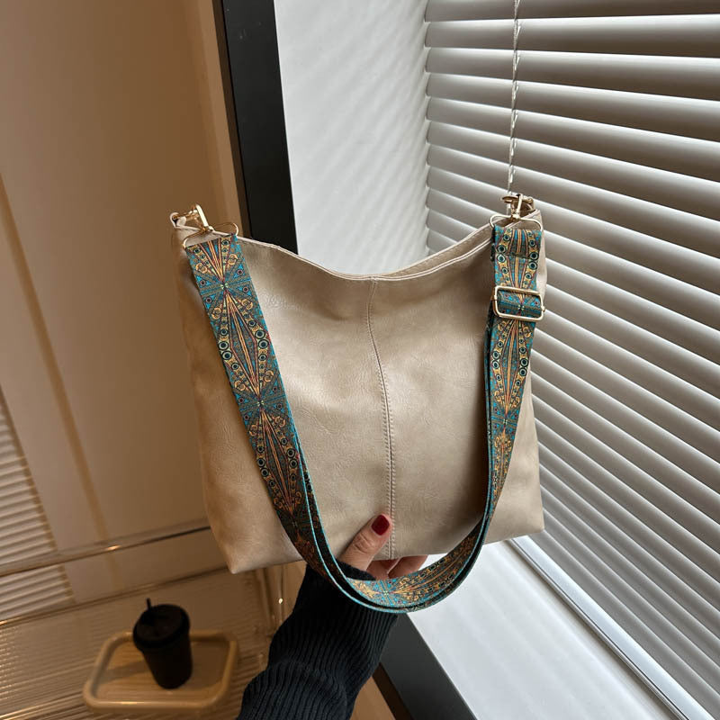 Hobo Shoulder Bag with Adjustable Patterned Strap