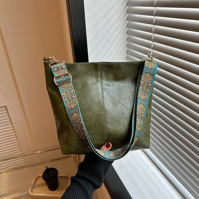 Hobo Shoulder Bag with Adjustable Patterned Strap