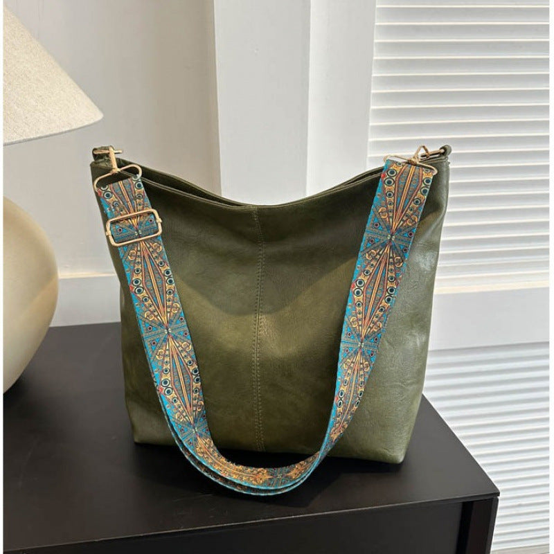 Hobo Shoulder Bag with Adjustable Patterned Strap