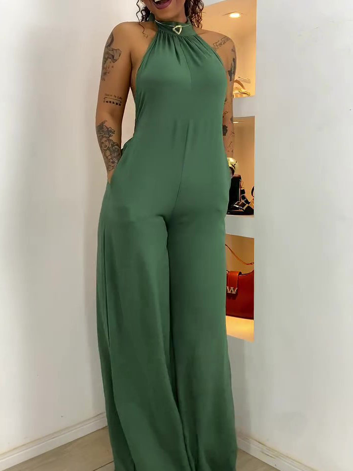 Elevate Luxe Backless Halter Neck Jumpsuit For Day To Night Elegance And Everyday Confidence