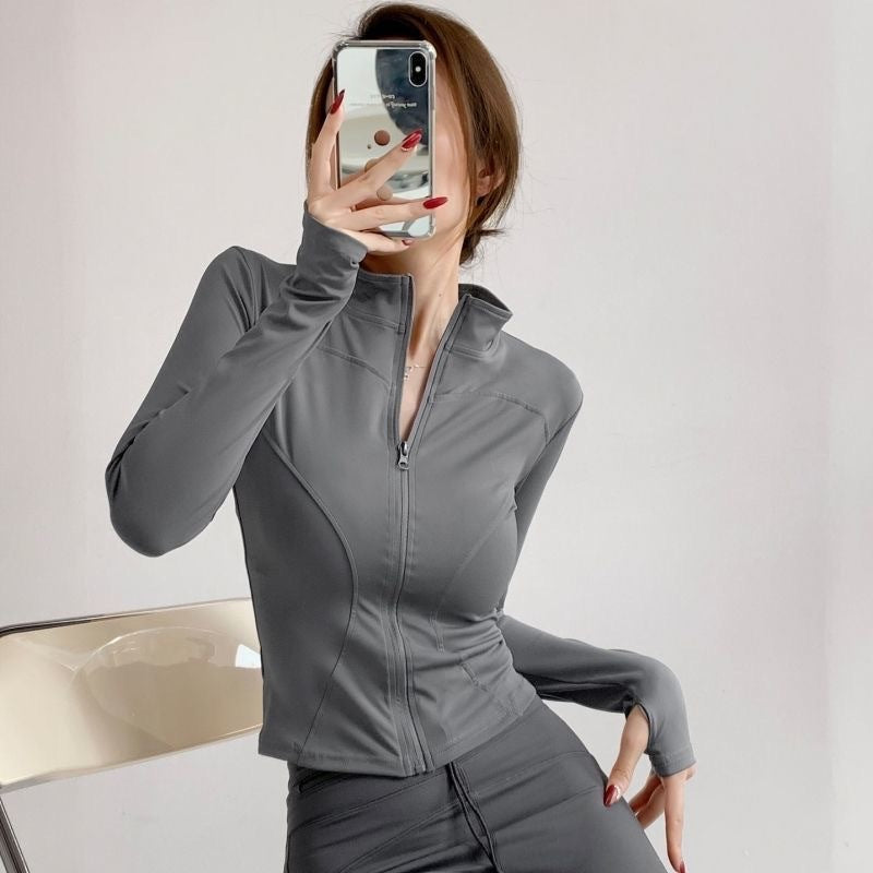 Long-sleeved Tight Jacket Workout Clothes Top Zipper Yoga Clothes