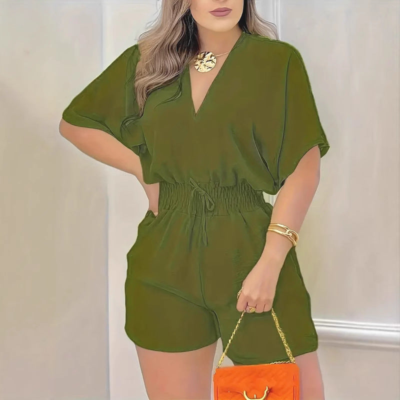 V Neck Ruffle Cropped Jumpsuit Versatile All Day Chic Silhouette For Meetings To Evenings