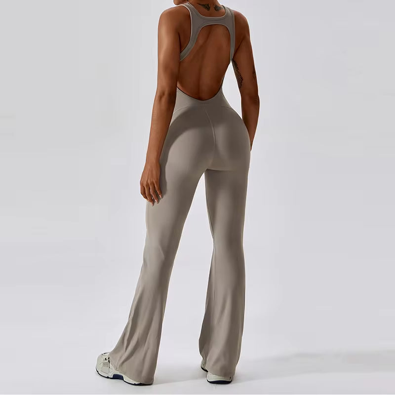 Women's Performance V Jumpsuit Gym Set - Yoga and Fitness Bodysuit