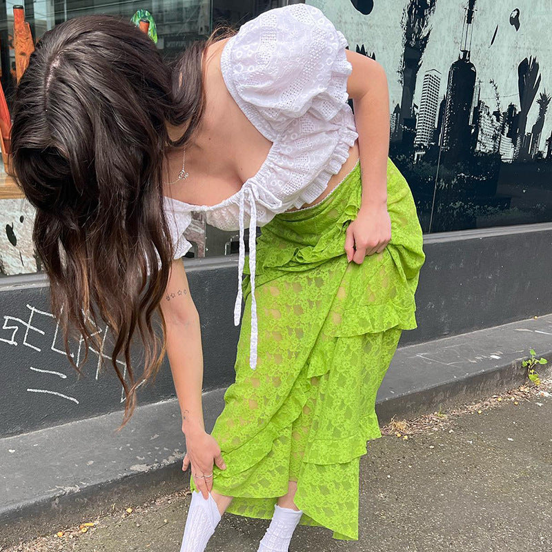 Design Lace Stitching Skirt Women