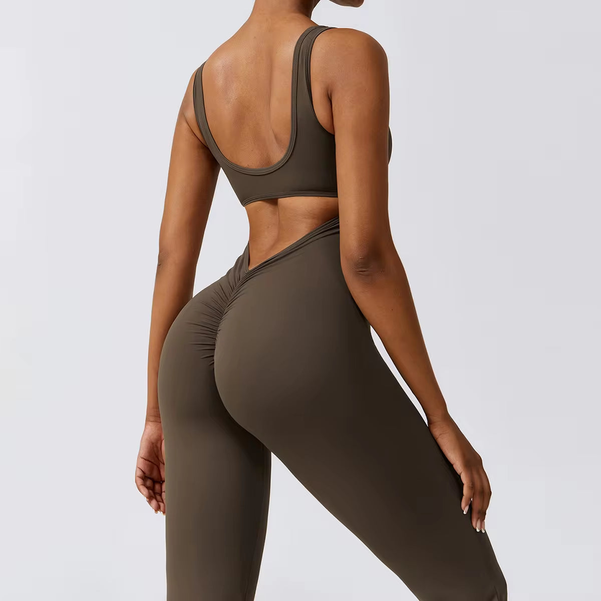 Women's Performance V Jumpsuit Gym Set - Yoga and Fitness Bodysuit