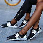 Low Top Mesh Lace-Up Sneakers with Contrast Panels and Ribbed Sole