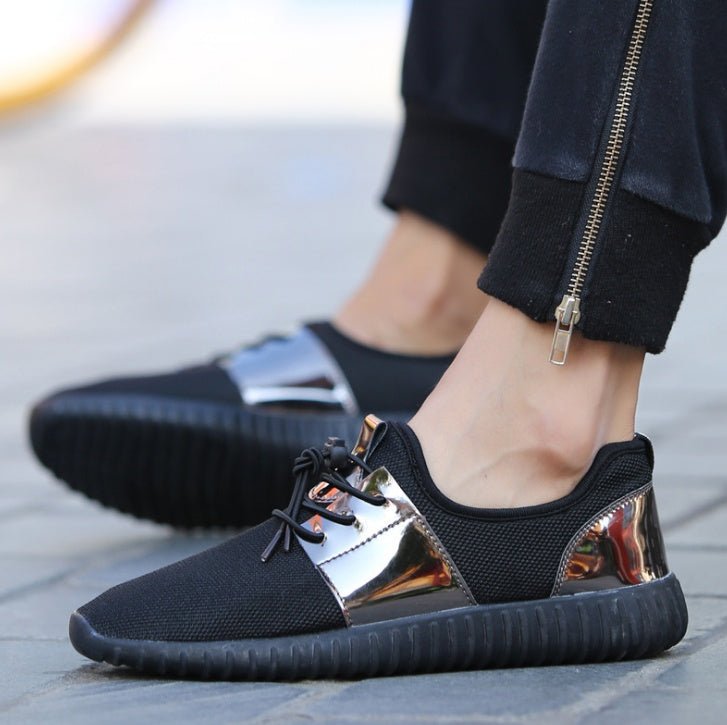 Low Top Mesh Lace-Up Sneakers with Contrast Panels and Ribbed Sole