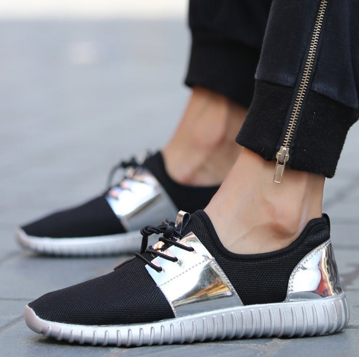 Low Top Mesh Lace-Up Sneakers with Contrast Panels and Ribbed Sole