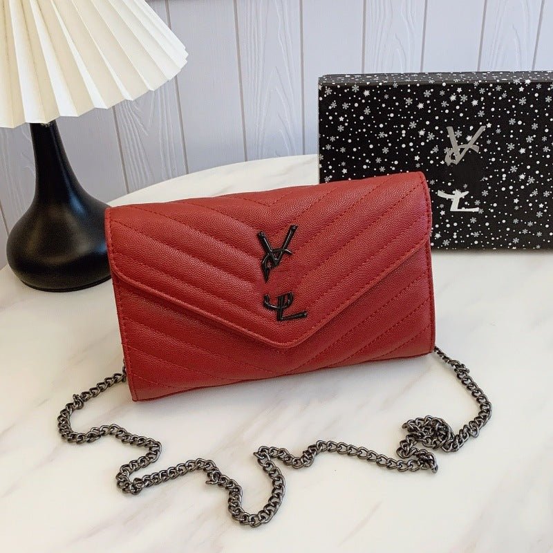 Quilted Envelope Crossbody Bag with Chain Strap