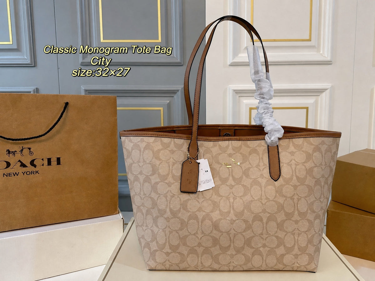Structured Patterned Tote Bag with Top Handles and Magnetic Closure