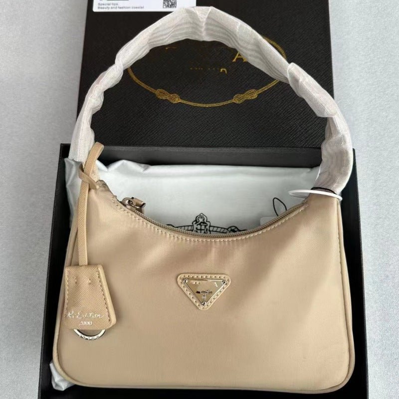 Women's Baguette Shoulder Bag with Top Zipper and Adjustable Strap