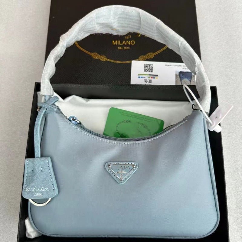 Women's Baguette Shoulder Bag with Top Zipper and Adjustable Strap