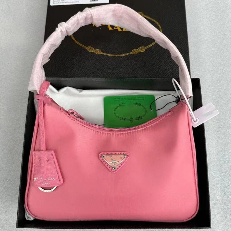 Women's Baguette Shoulder Bag with Top Zipper and Adjustable Strap