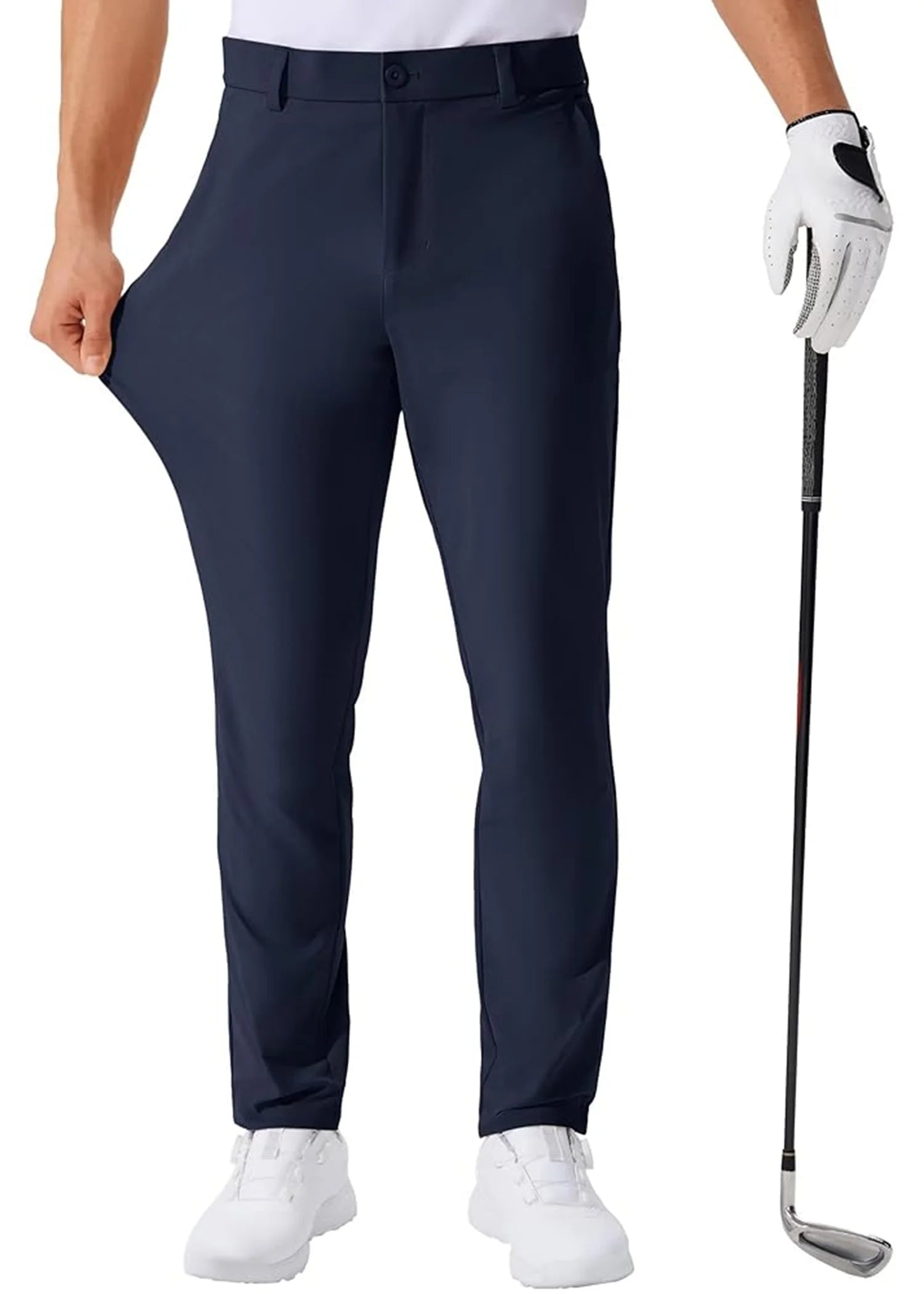 Men'S Casual Golf Pants, Stretch Slim Straight Lightweight Quality Business Pants Golf Sports Trousers 30-34 Inseam Length