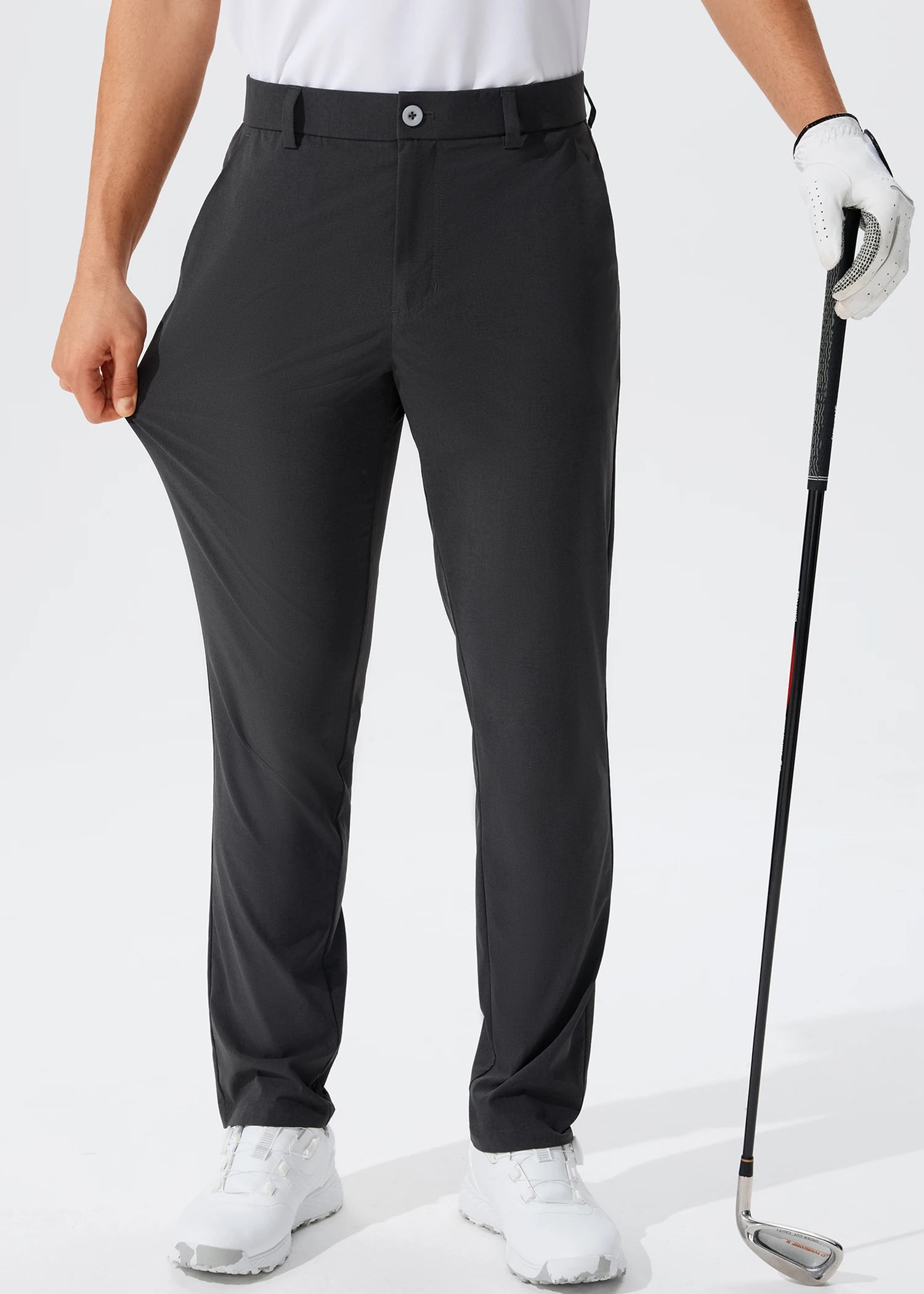 Men'S Casual Golf Pants, Stretch Slim Straight Lightweight Quality Business Pants Golf Sports Trousers 30-34 Inseam Length