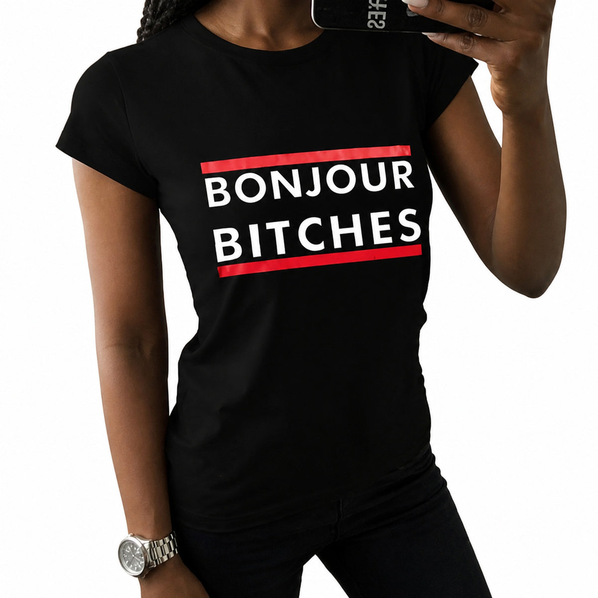 Women's Round Neck Short Sleeve Graphic T-Shirt with Letter Print and Applique Detail