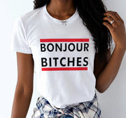Women's Round Neck Short Sleeve Graphic T-Shirt with Letter Print and Applique Detail