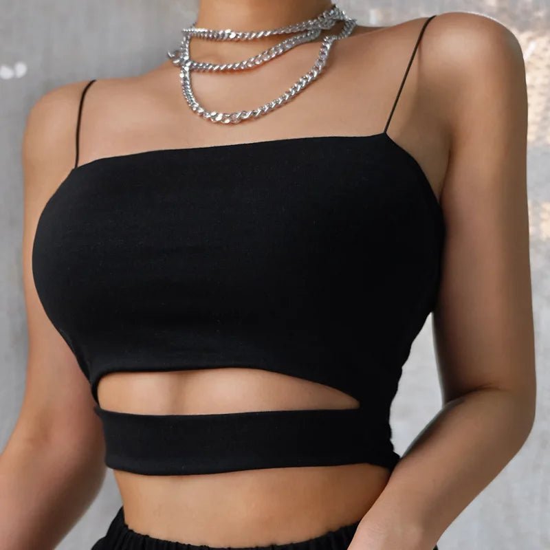 2025 Must-Have Summer Cut-Out Crop Top for Women - Chic Sleeveless Blouse & Tank Vest