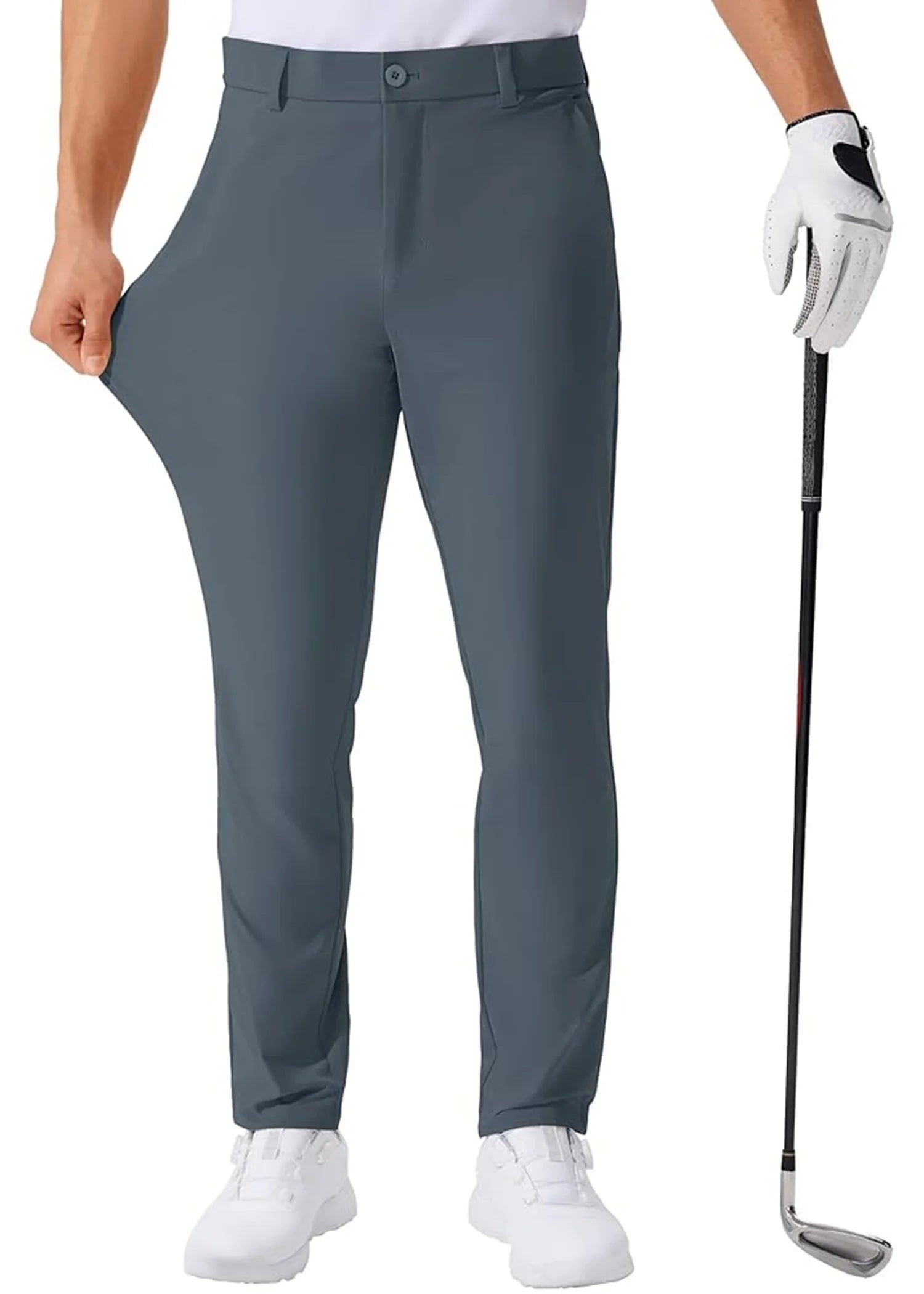 Men'S Casual Golf Pants, Stretch Slim Straight Lightweight Quality Business Pants Golf Sports Trousers 30-34 Inseam Length