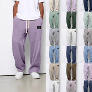 Premium Waffle Texture Straight Leg Joggers With Drawstring Pockets For Urban Everyday Luxury