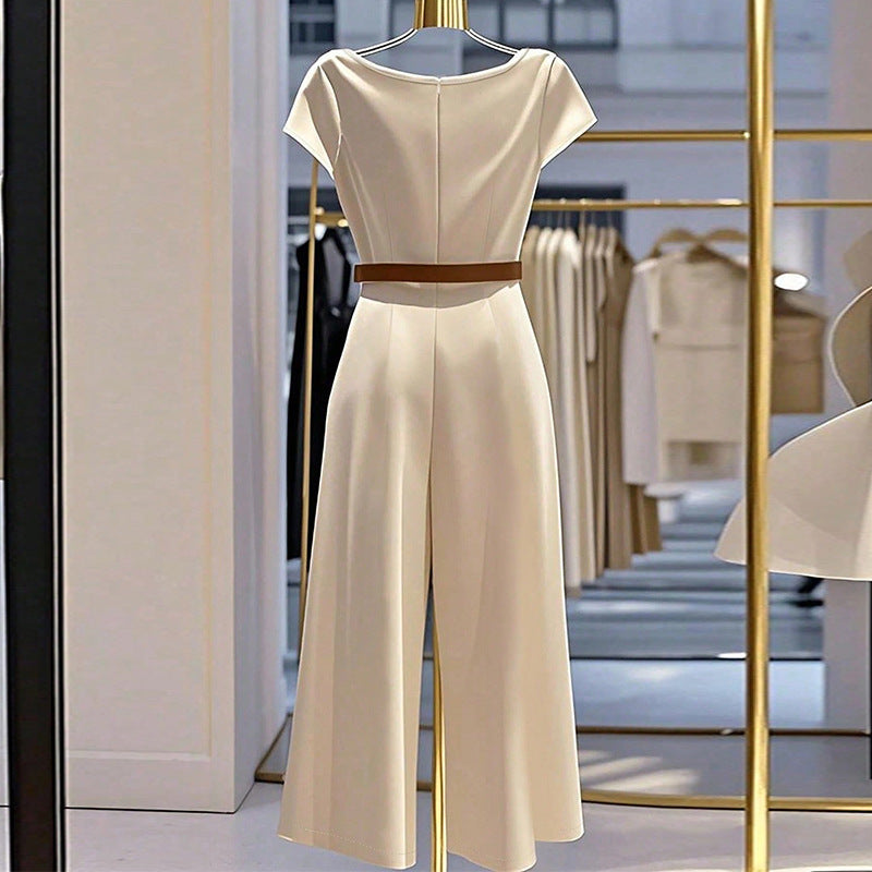 Elegant European Jumpsuit With Mid Waist And Wide Leg For Polished Everyday Wear
