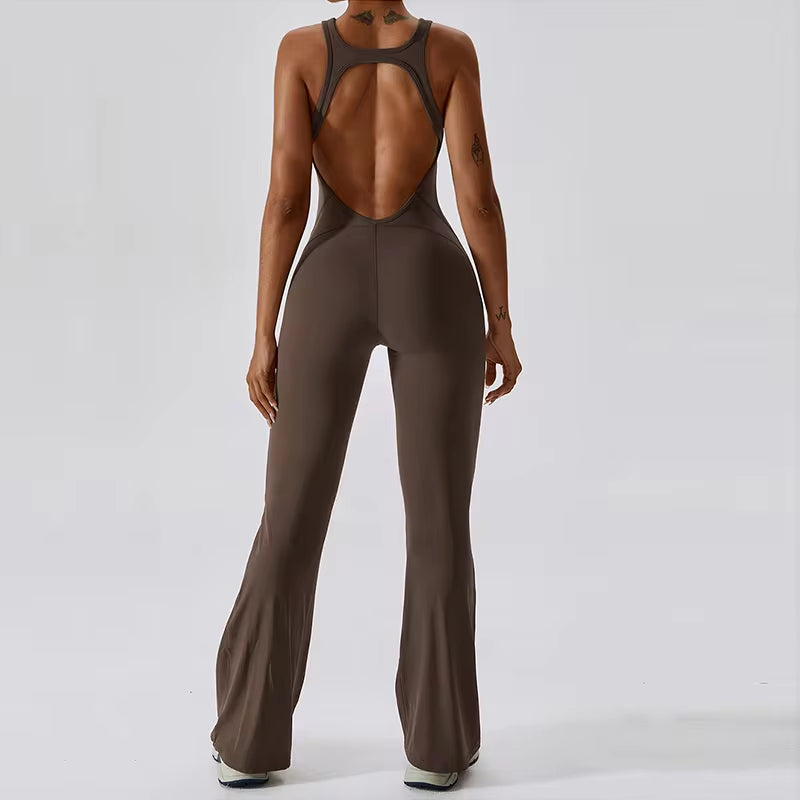 Women's Performance V Jumpsuit Gym Set - Yoga and Fitness Bodysuit