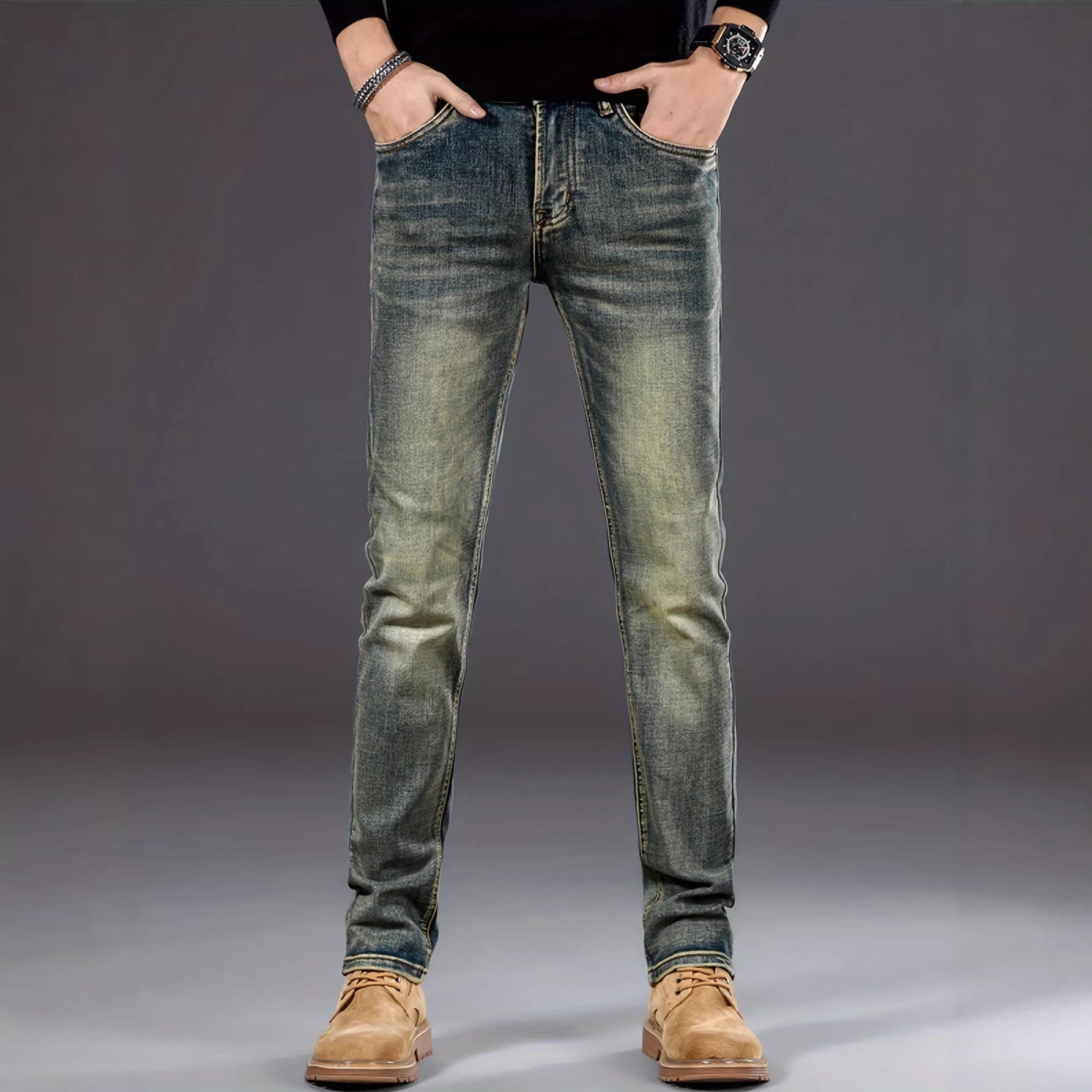 Elevate Mens Casual Slim Stretch Jeans