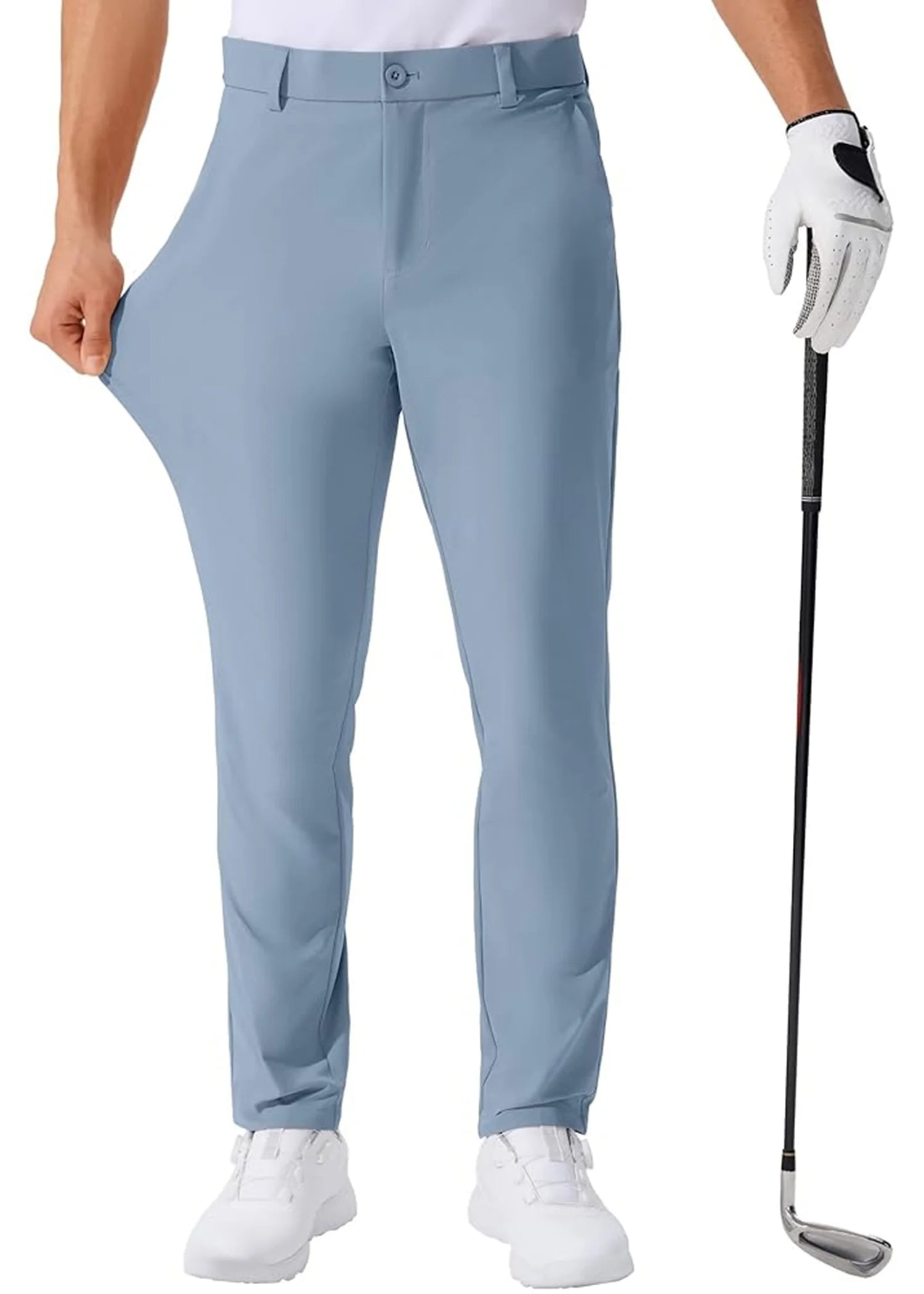 Men'S Casual Golf Pants, Stretch Slim Straight Lightweight Quality Business Pants Golf Sports Trousers 30-34 Inseam Length