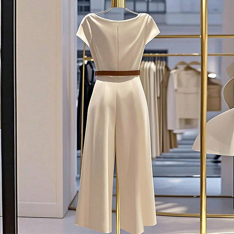 Women's Cowl Neck Short Sleeve Wide Leg Jumpsuit