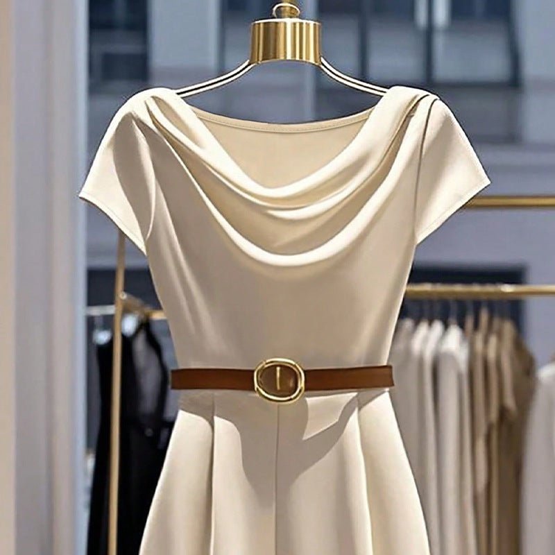 Women's Cowl Neck Short Sleeve Wide Leg Jumpsuit