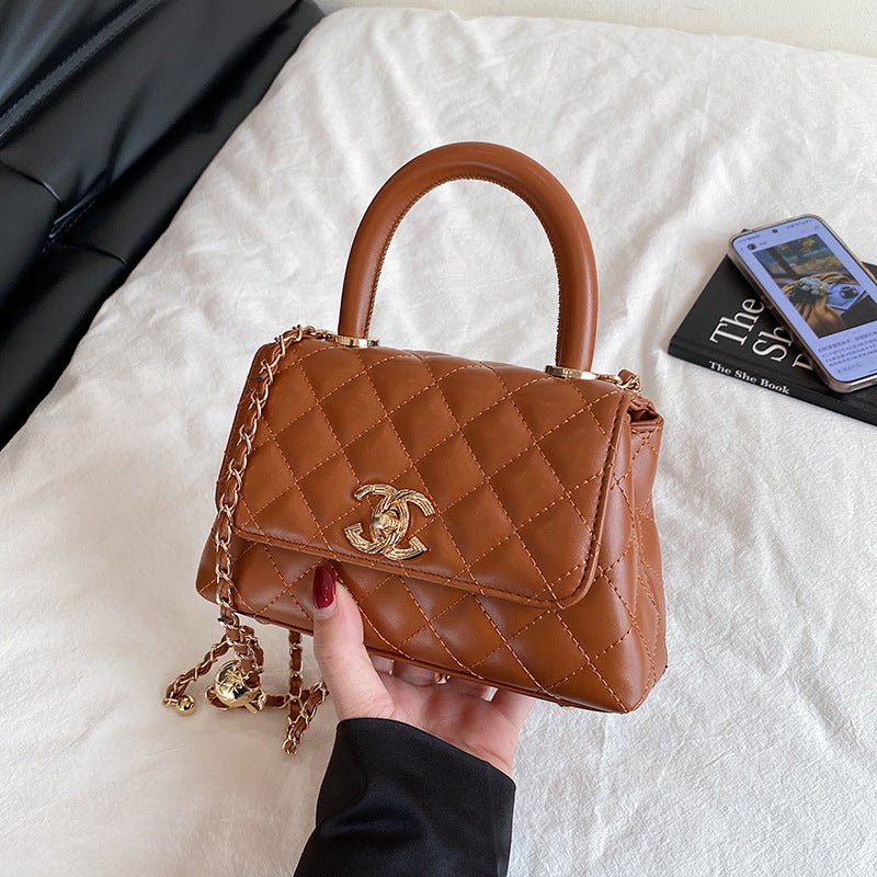 Quilted Flap Crossbody Handbag with Top Handle