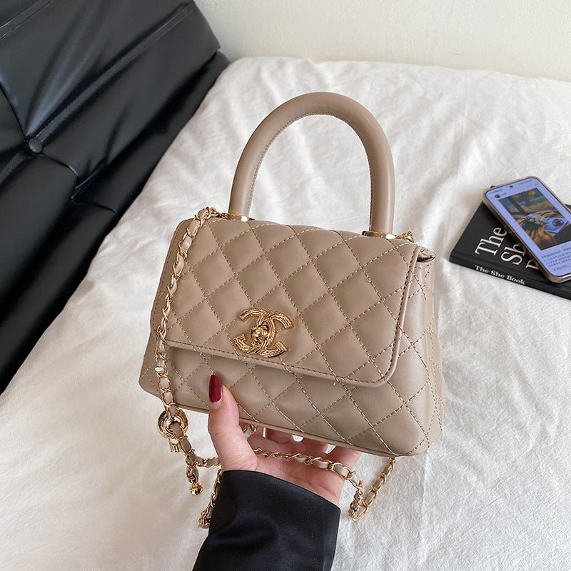 Quilted Flap Crossbody Handbag with Top Handle