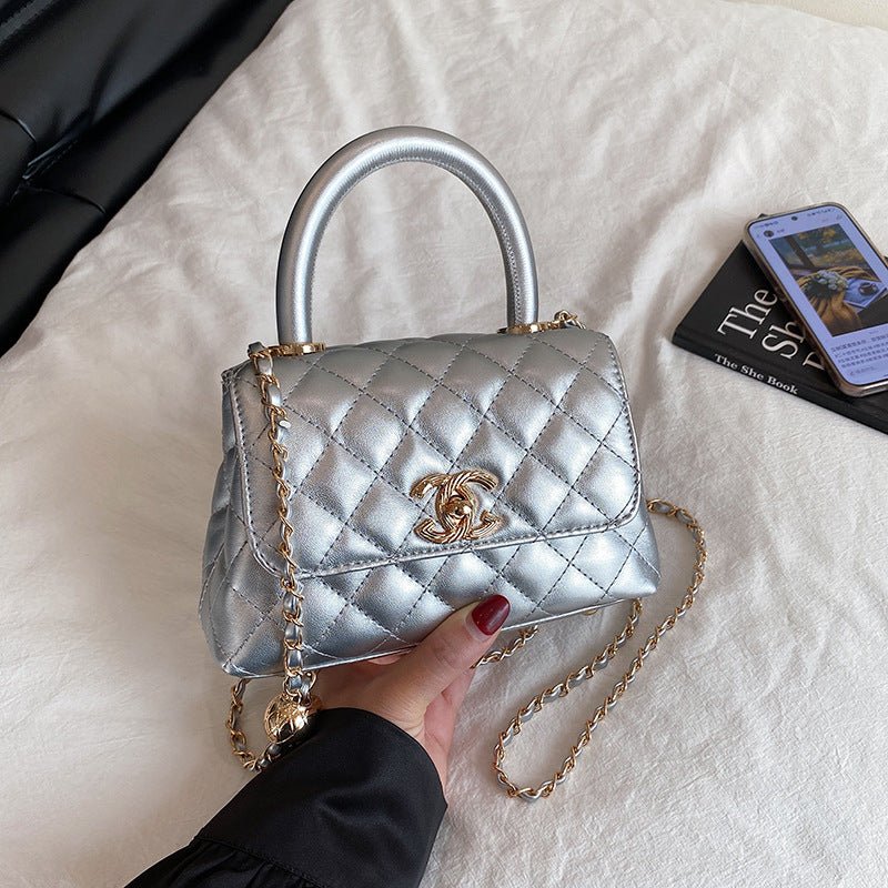 Quilted Flap Crossbody Handbag with Top Handle