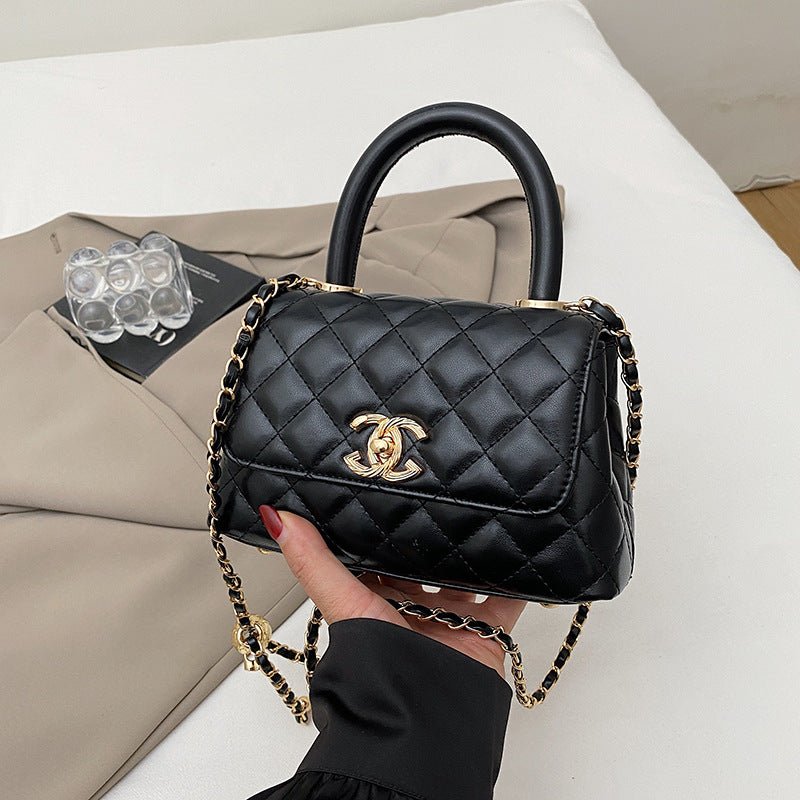 Quilted Flap Crossbody Handbag with Top Handle