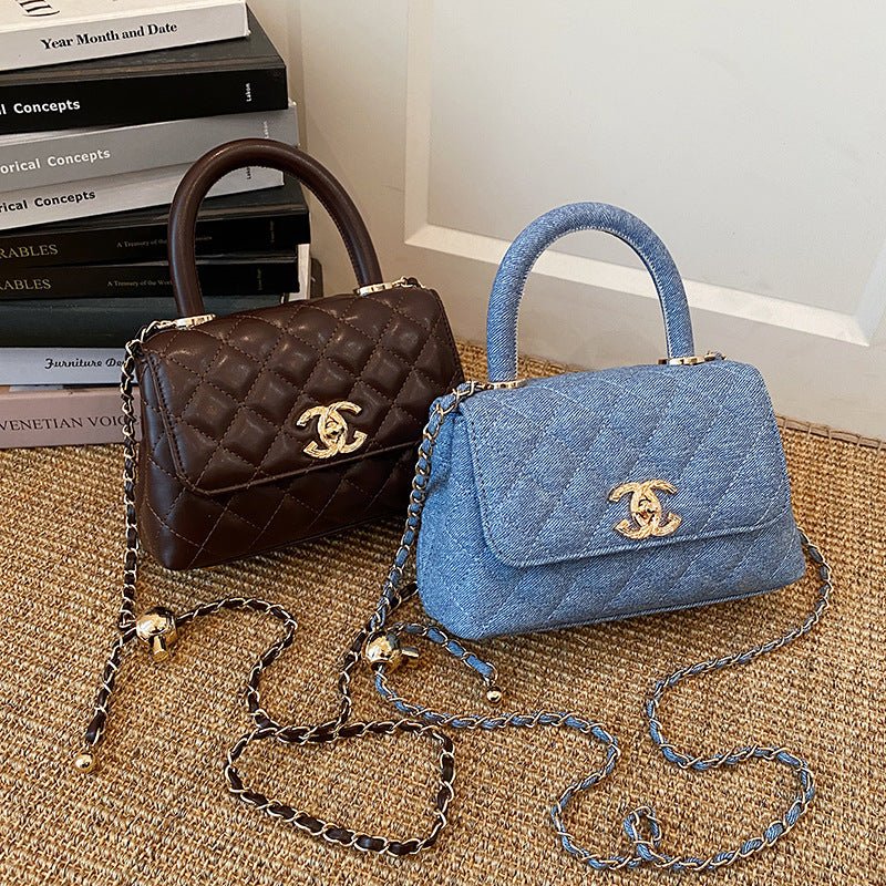 Quilted Flap Crossbody Handbag with Top Handle