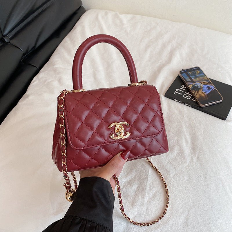 Quilted Flap Crossbody Handbag with Top Handle