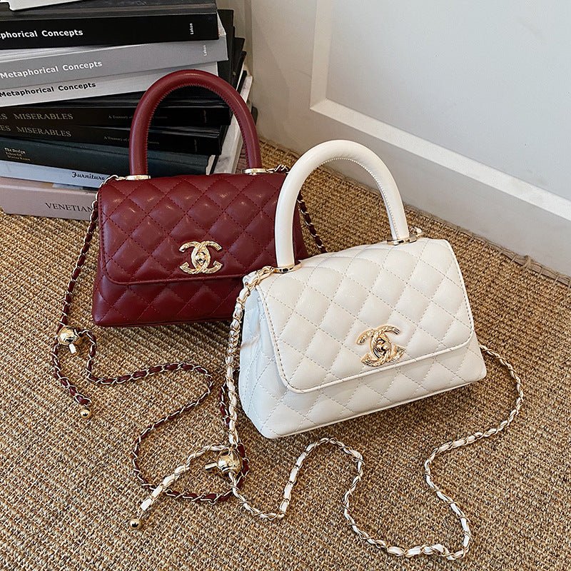 Quilted Flap Crossbody Handbag with Top Handle