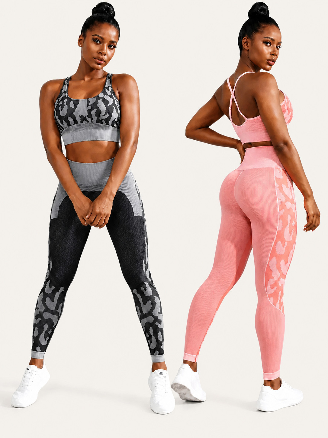 Women's Seamless Crossback Crop Top and High Waist Leggings Set