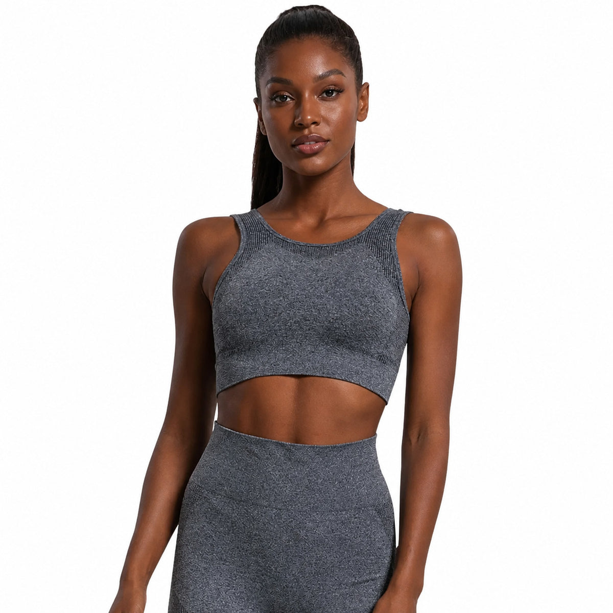 Women's Seamless Crossback Crop Top and High Waist Leggings Set